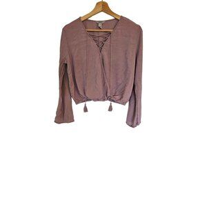 Arizona Jean Co top size large purple bell sleeve crop